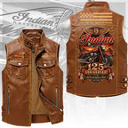 Indian Motorcycle 125th Anniversary 2026 Premium 2D Sleeveless Leather Vest – TANTN26218