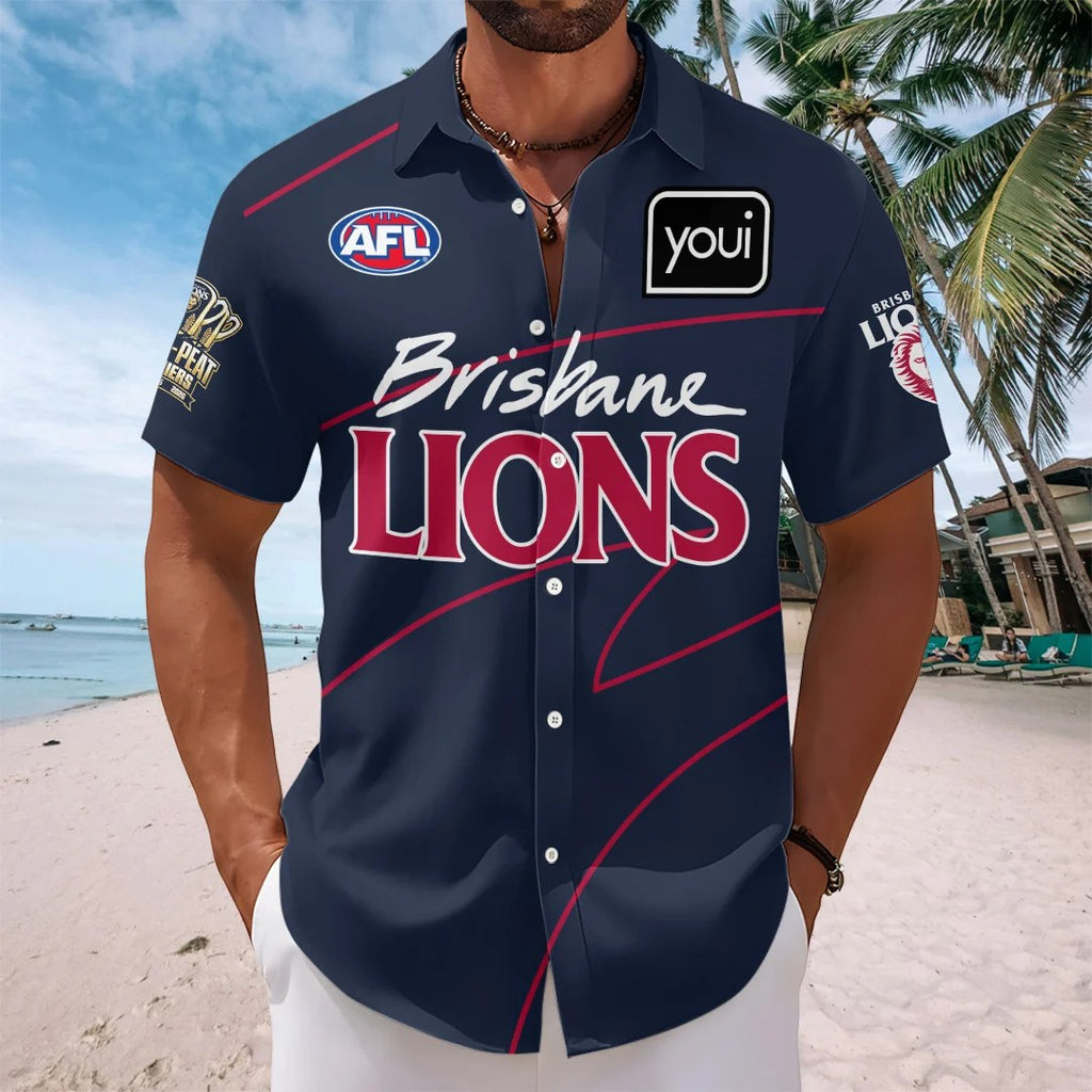 Brisbane Lions 2026 AFL Premiers Short Sleeve Button-Down Shirt – TANTN26243