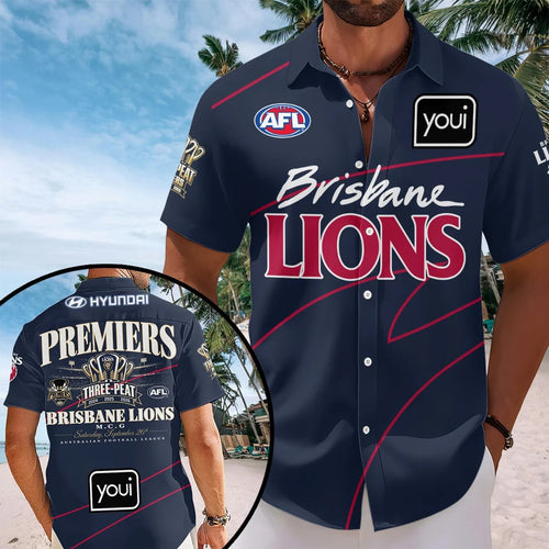 Brisbane Lions 2026 AFL Premiers Short Sleeve Button-Down Shirt – TANTN26244