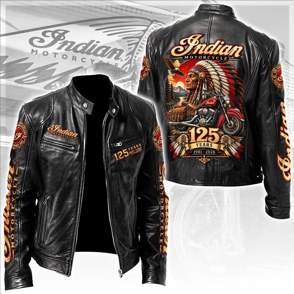 Indian Motorcycle 125th Anniversary 2026 Motorcycle Leather Jacket – TANTN26357