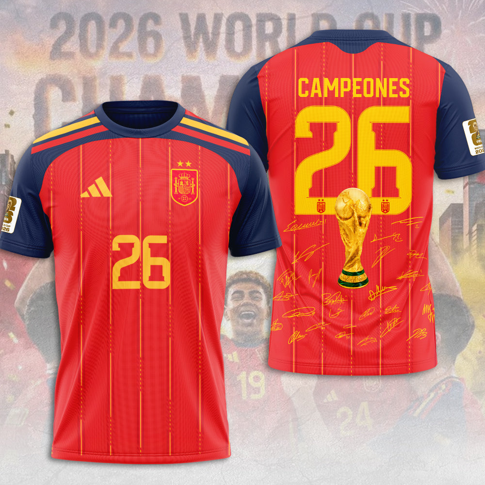 Spain National Team 2026 FIFA World Cup Champions 3D Apparel – TMTHU7616