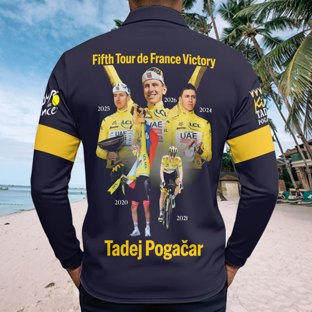 Tadej Pogačar 2026 Tour de France Champion Zip Polo Shirt – TMTHU7861