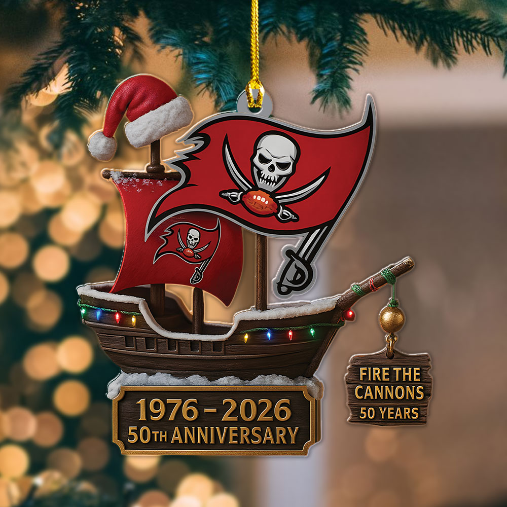 Tampa Bay Buccaneers 50th Anniversary Custom Shape 2-side Printed Acrylic Ornament – MAITM12979