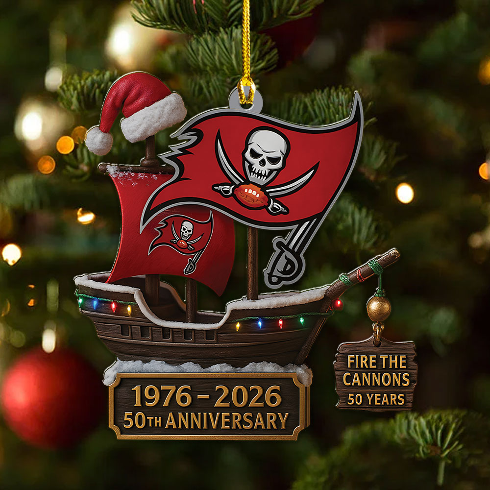 Tampa Bay Buccaneers 50th Anniversary Custom Shape 2-side Printed Acrylic Ornament – MAITM12979