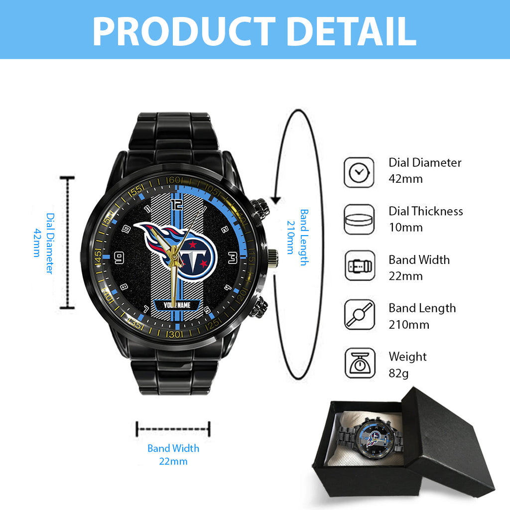 Personalized Tennessee Titans Black Stainless Steel Watch – TANTN16034