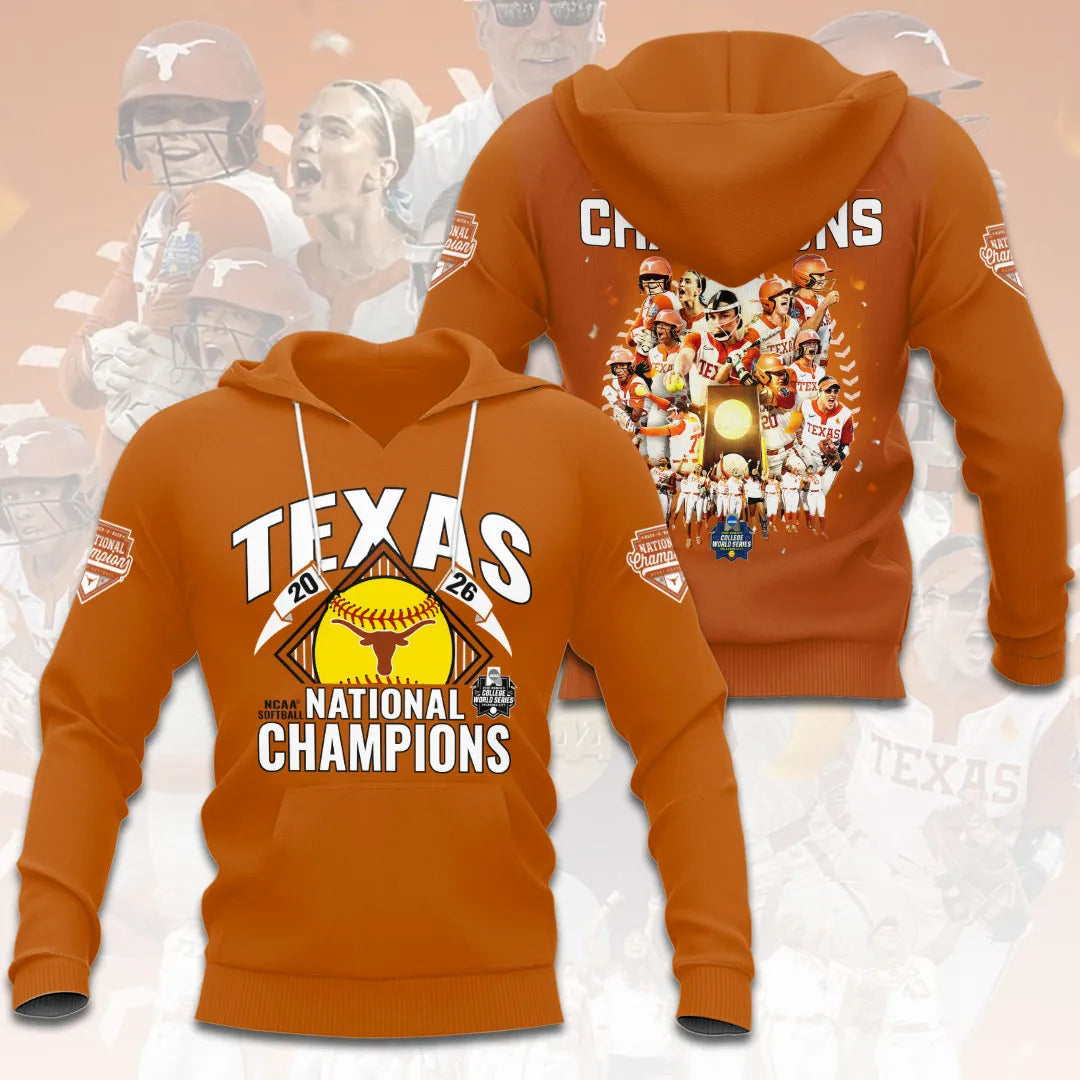 Texas Longhorns 2026 NCAA Women's Softball Champions 3D Apparel – HOATT18438