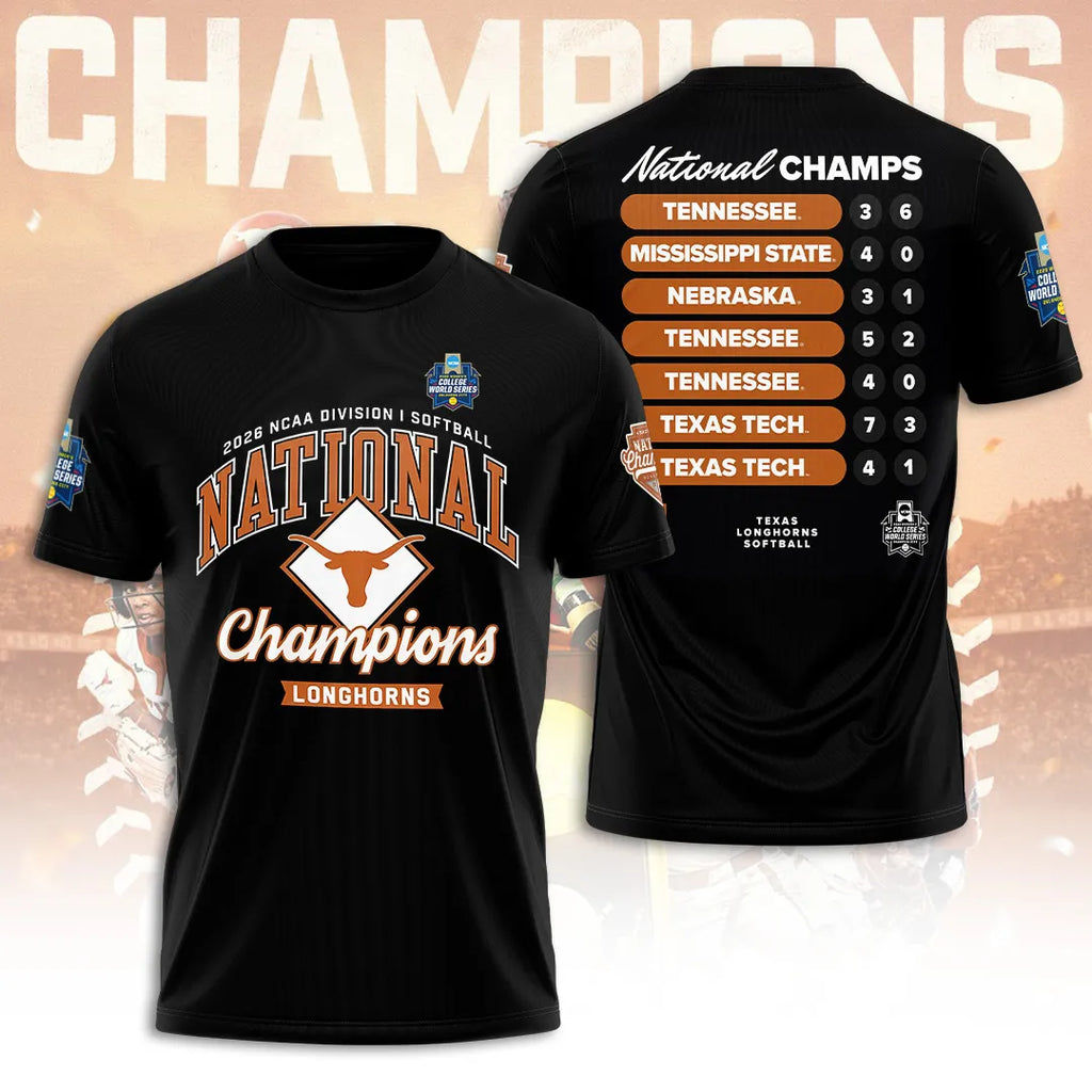 Texas Longhorns NCAA Women's Softball Champions 2026 3D Apparel – TANTN23429