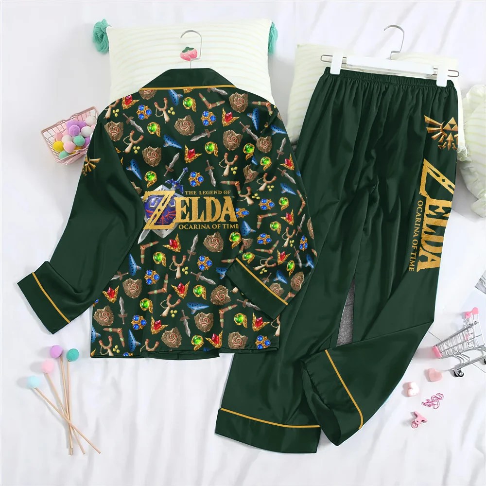 The Legend of Zelda: Ocarina of Time Satin Pajama Set with Piping – GNE8727