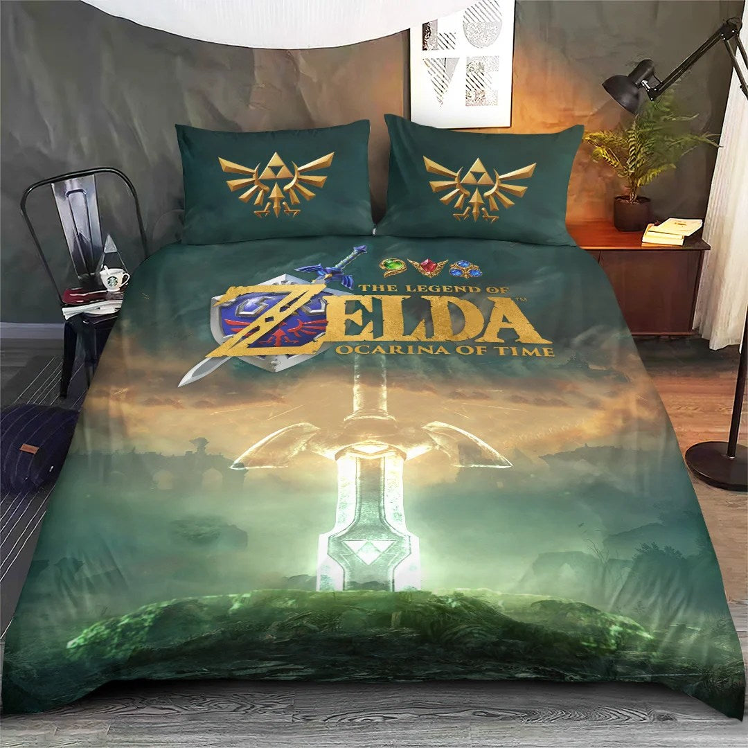 The Legend of Zelda: Ocarina of Time 3-Piece Duvet Bedding Set – GNE8640