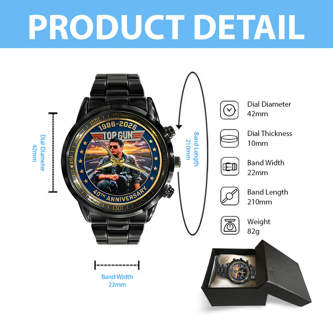 Top Gun 40th Anniversary Black Stainless Steel Watch – HOATT15489