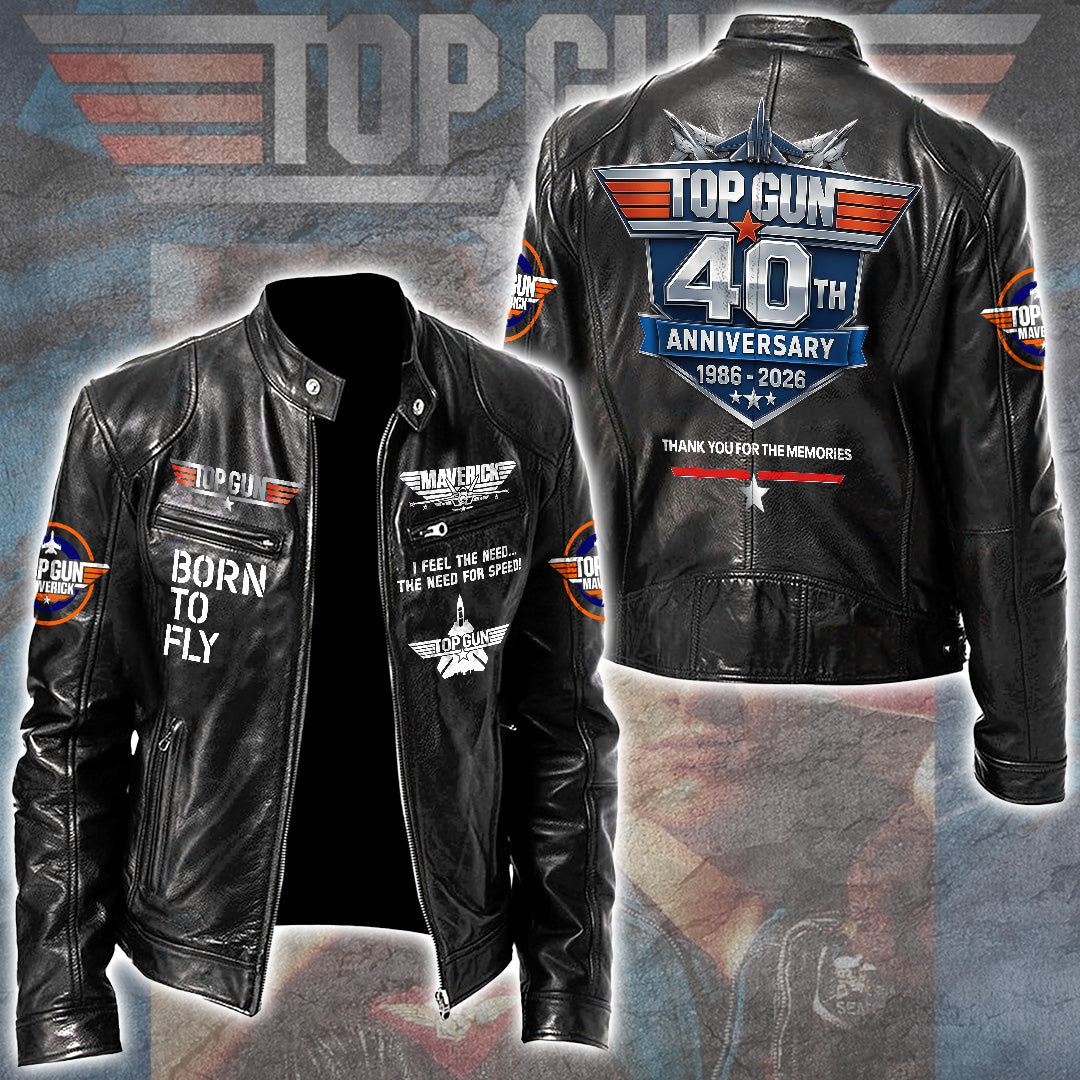 Top Gun 40th Anniversary Motorcycle Leather Jacket – GNE6293