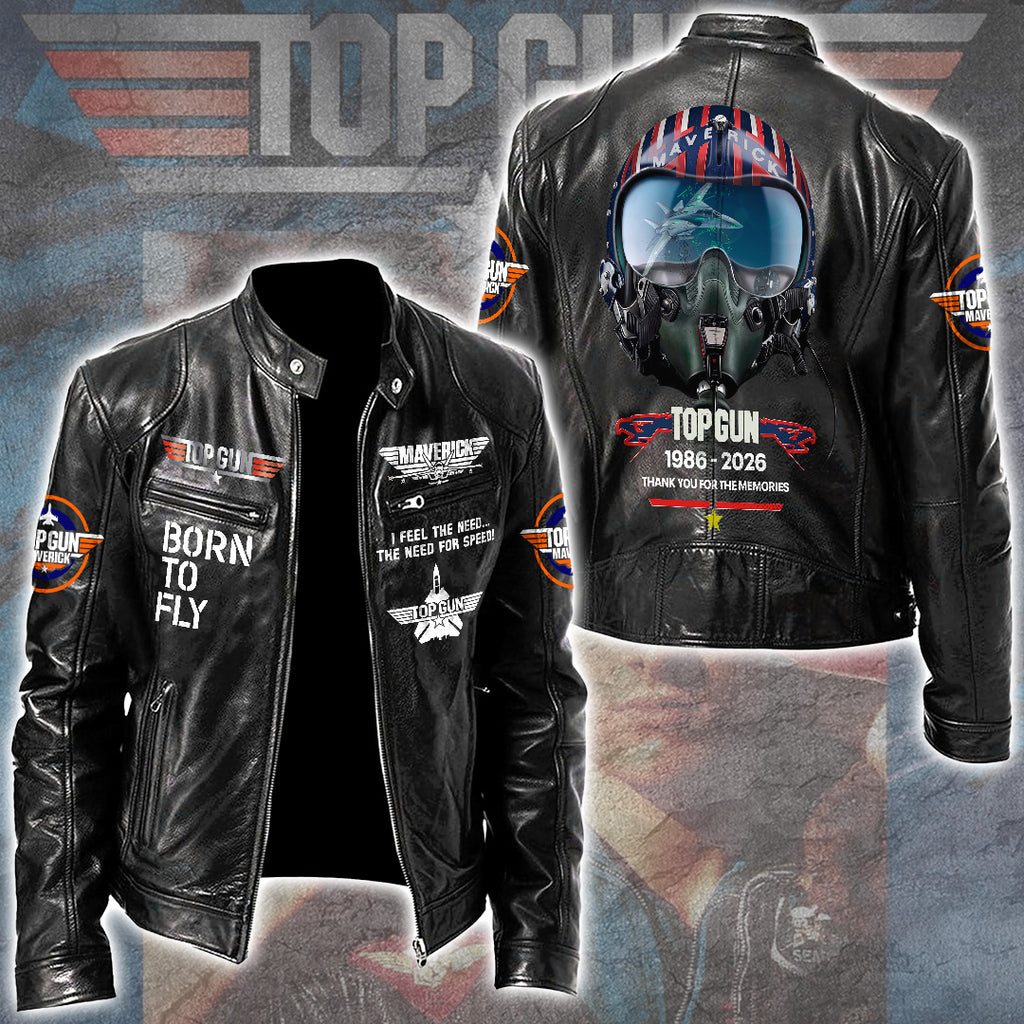 Top Gun 40th Anniversary Motorcycle Leather Jacket – GNE6294