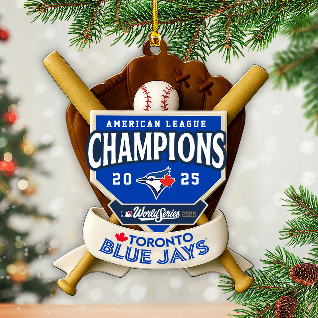 Toronto Blue Jays 2025 American League Champions Custom Shape 2-sided Acrylic Ornament – HOATT14333