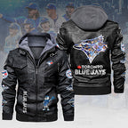 Toronto Blue Jays 2025 American League Champions 2D Leather Hooded Jacket – HOATT14122