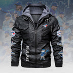 Toronto Blue Jays 2025 American League Champions 2D Leather Hooded Jacket – HOATT14273