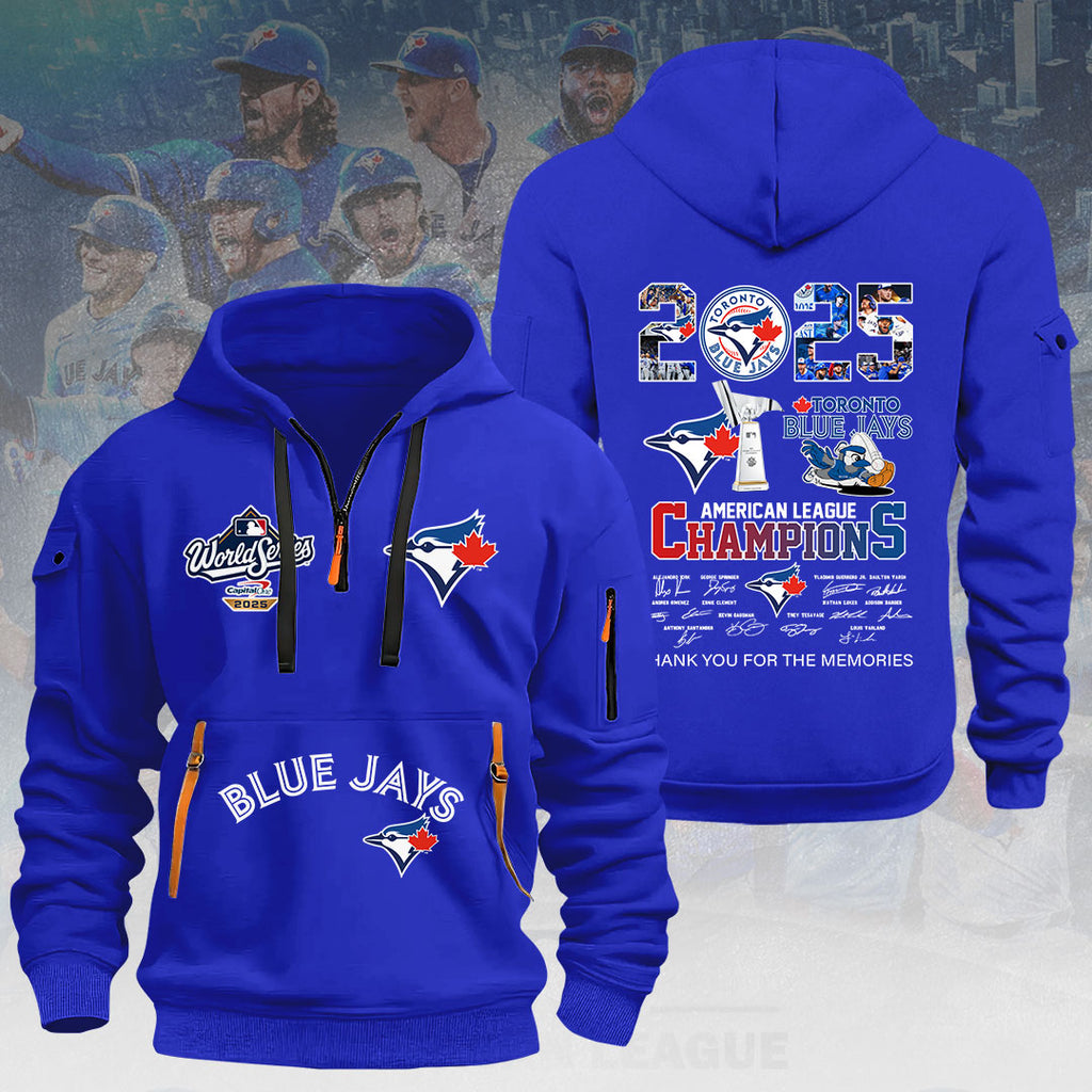Toronto Blue Jays 2025 American League Champions 2D Quarter Zip Hoodie – HOATT14601