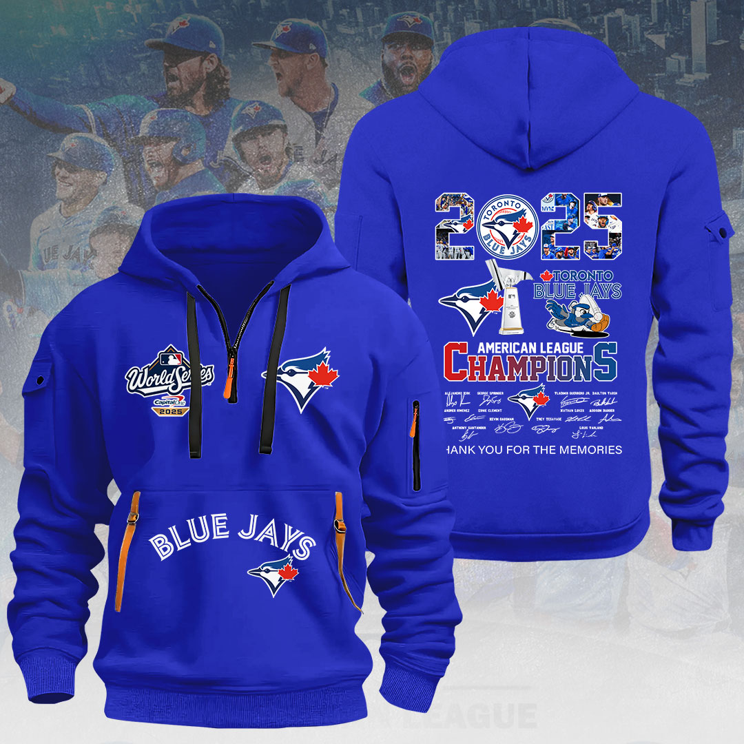 Toronto Blue Jays 2025 American League Champions 2D Quarter Zip Hoodie – HOATT14601