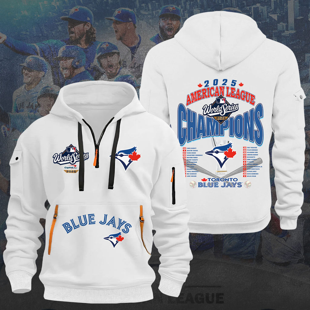 Toronto Blue Jays 2025 American League Champions 2D Quarter Zip Hoodie – HOATT14618
