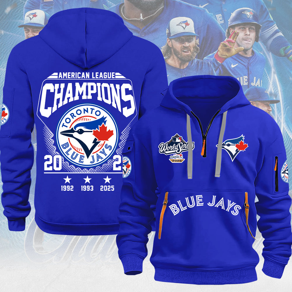 Toronto Blue Jays 2025 American League Champions 2D Quarter Zip Hoodie – MAITM13758