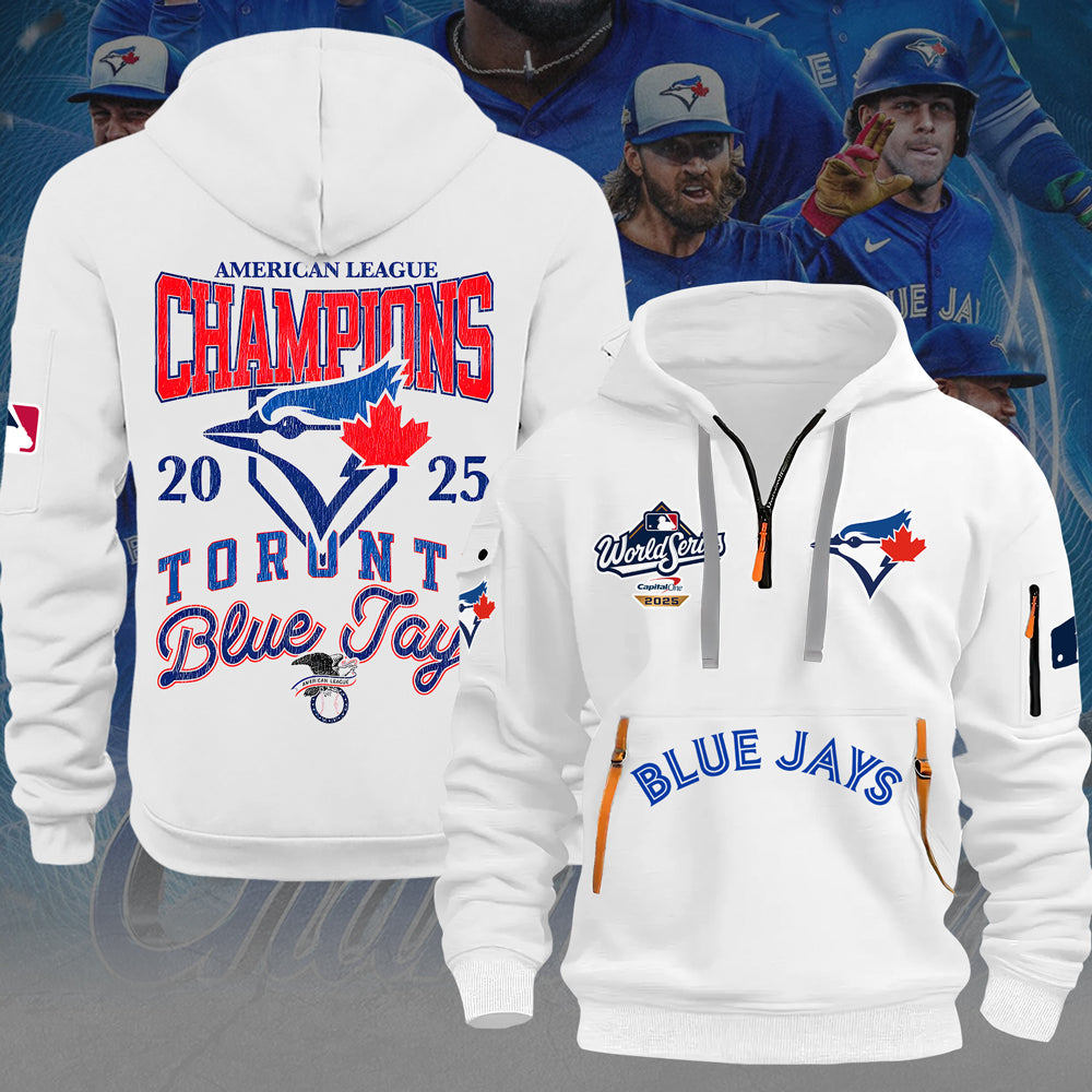 Toronto Blue Jays 2025 American League Champions 2D Quarter Zip Hoodie – MAITM13767