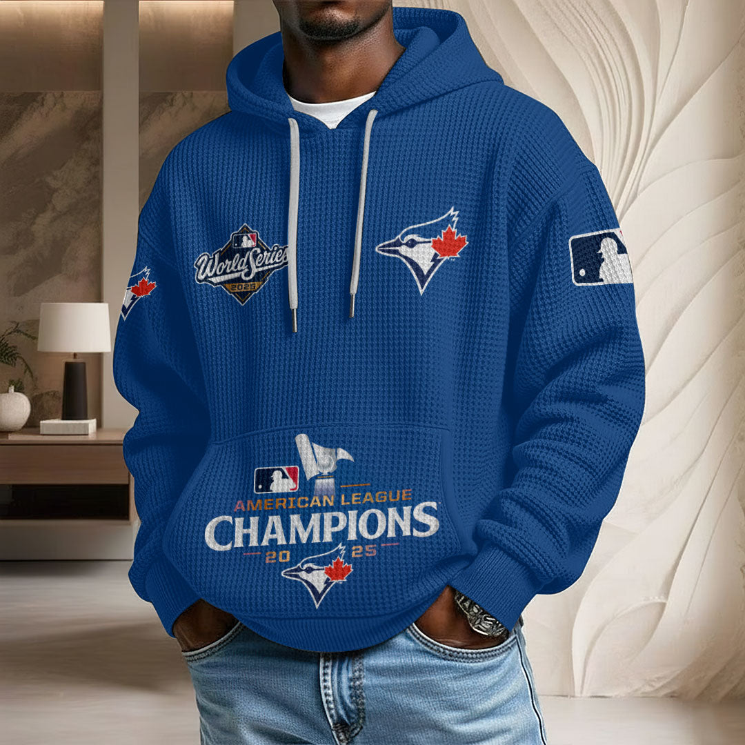 Toronto Blue Jays 2025 American League Champions 3D Unisex Waffle Hoodie – HOATT15023