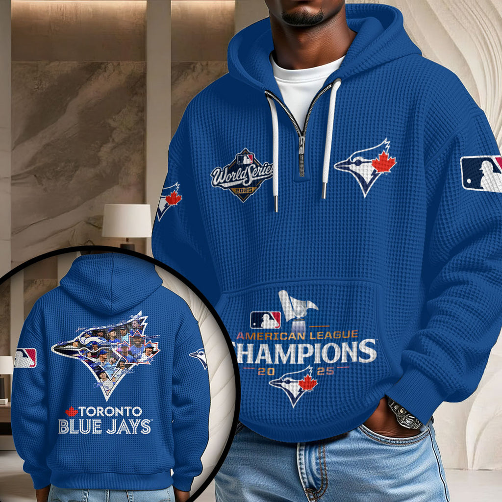 Toronto Blue Jays 2025 American League Champions 3D Unisex Waffle Hoodie – HOATT15023