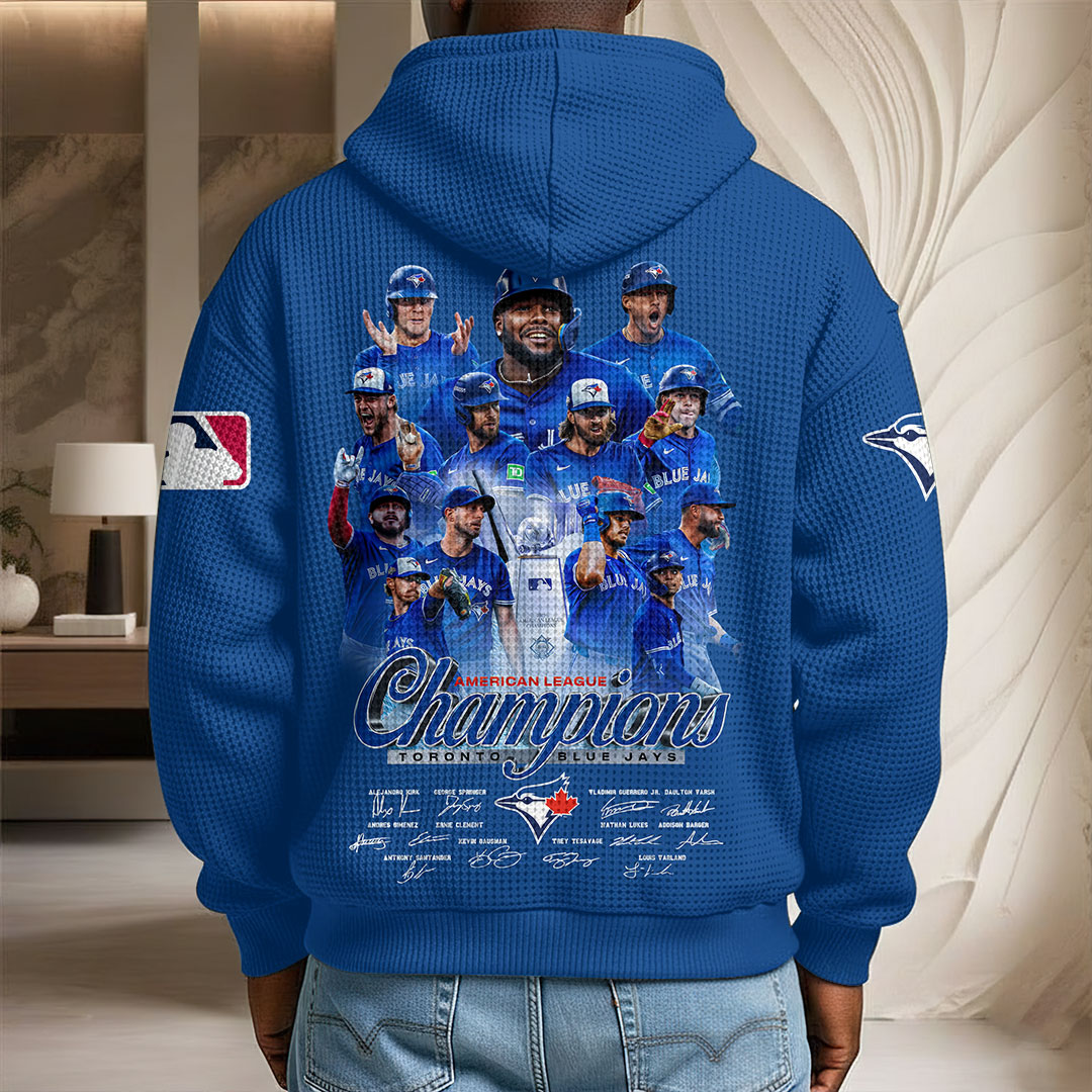 Toronto Blue Jays 2025 American League Champions 3D Unisex Waffle Hoodie – HOATT15024