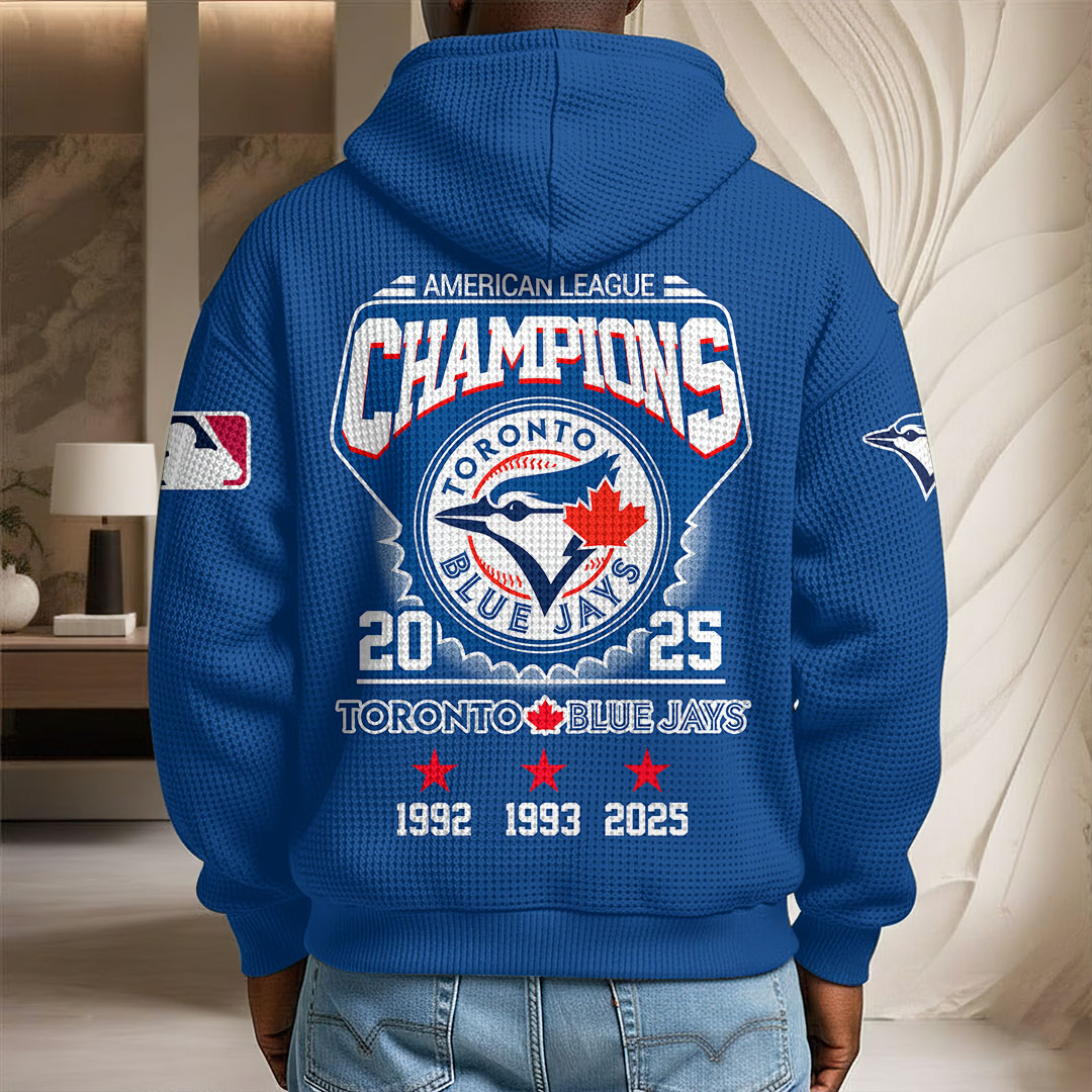 Toronto Blue Jays 2025 American League Champions 3D Unisex Waffle Hoodie – HOATT14930