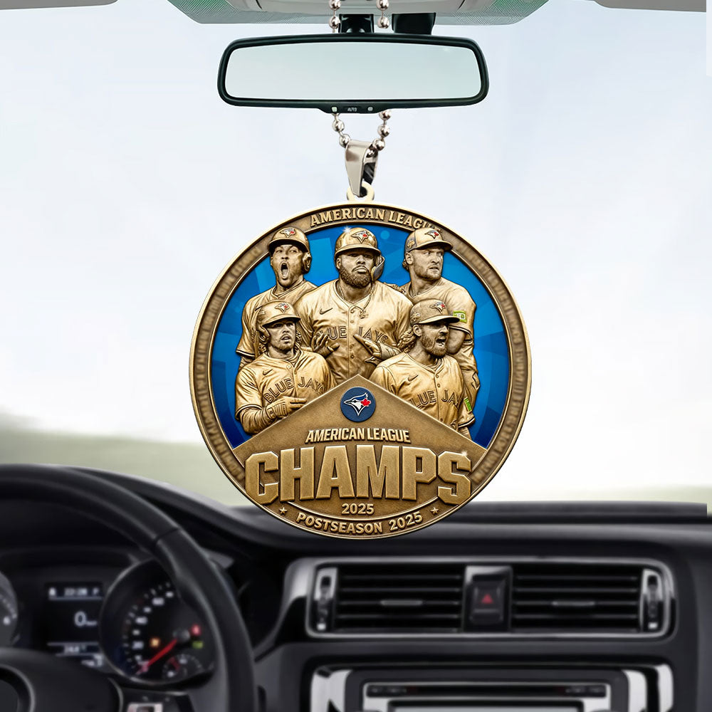 Toronto Blue Jays 2025 American League Champions Custom shape 2-sided Acrylic Car Ornament – MAITM13632