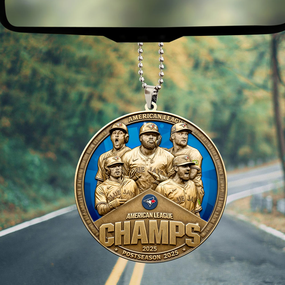 Toronto Blue Jays 2025 American League Champions Custom shape 2-sided Acrylic Car Ornament – MAITM13632