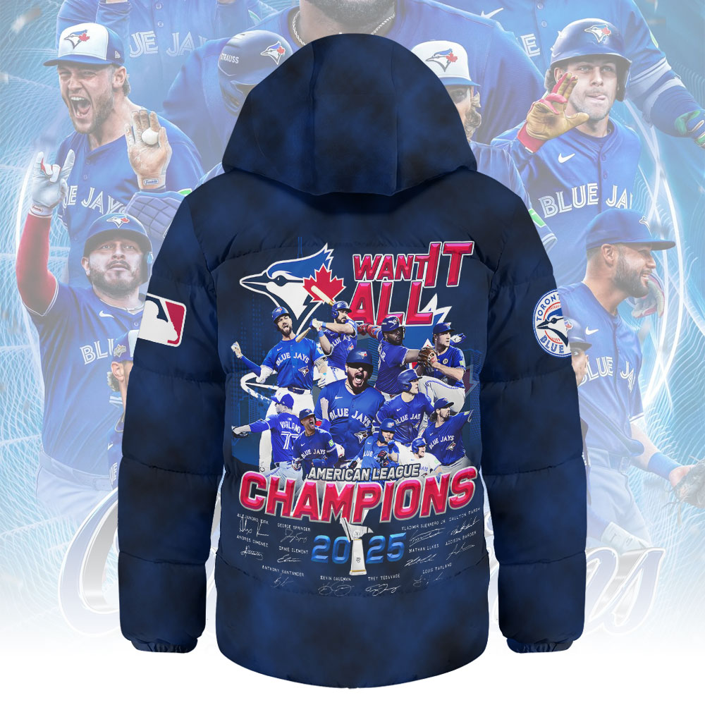 Toronto Blue Jays 2025 American League Champions Thickened Down Hooded Jacket – MAITM13891