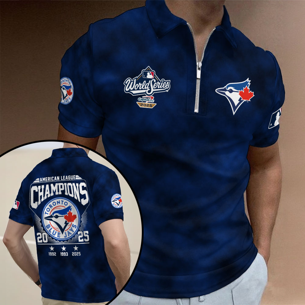 Toronto Blue Jays 2025 American League Champions Zip Polo Shirt – MAITM13941