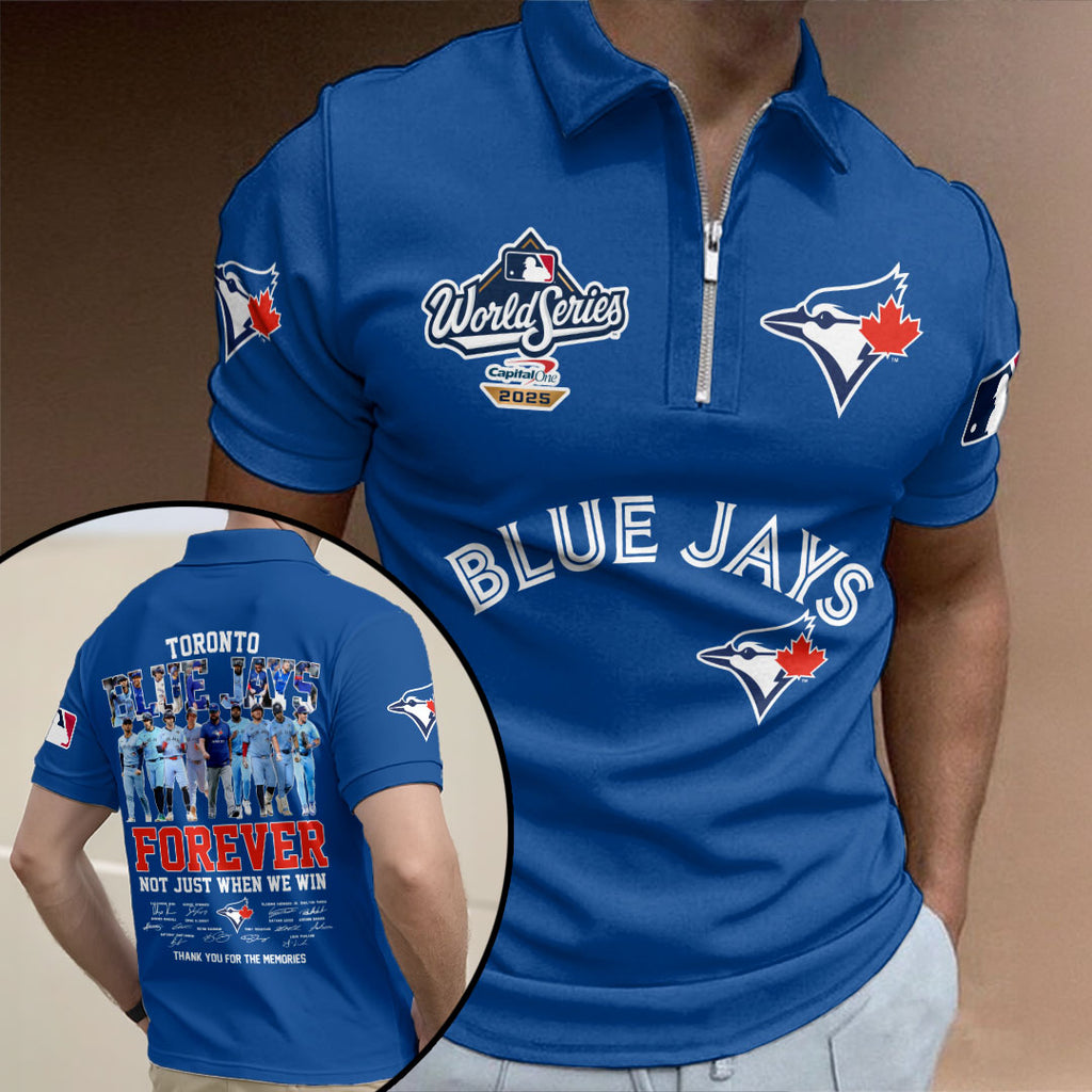 Toronto Blue Jays 2025 American League Champions Zip Polo Shirt – HOATT14830