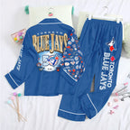 Toronto Blue Jays 50th Anniversary Satin Pajama Set with Piping – TANTN22275