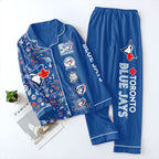 Toronto Blue Jays 50th Anniversary Satin Pajama Set with Piping – TANTN22275