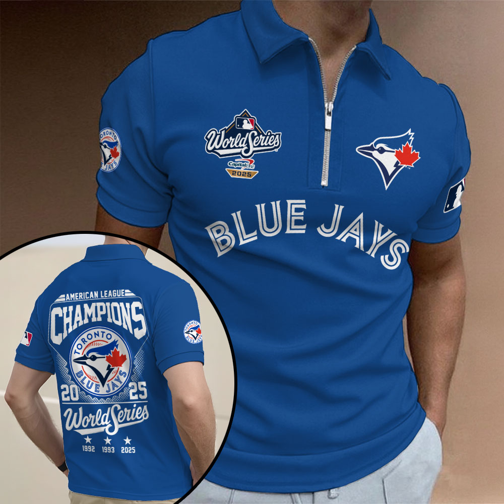 Toronto Blue Jays 2025 American League Champions Zip Polo Shirt – GNENEW759