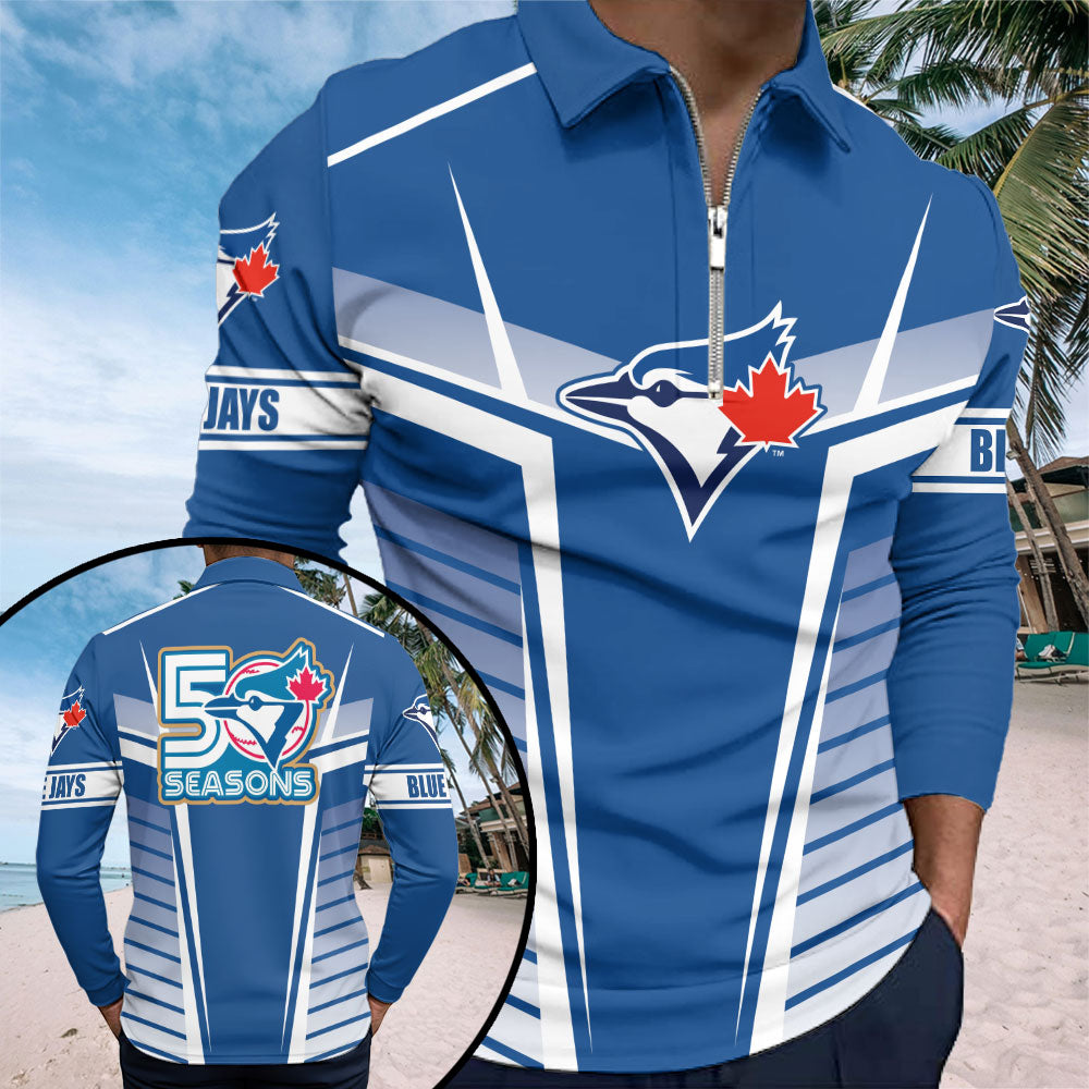 Toronto Blue Jays Zip Polo Shirt – TMTHU4985