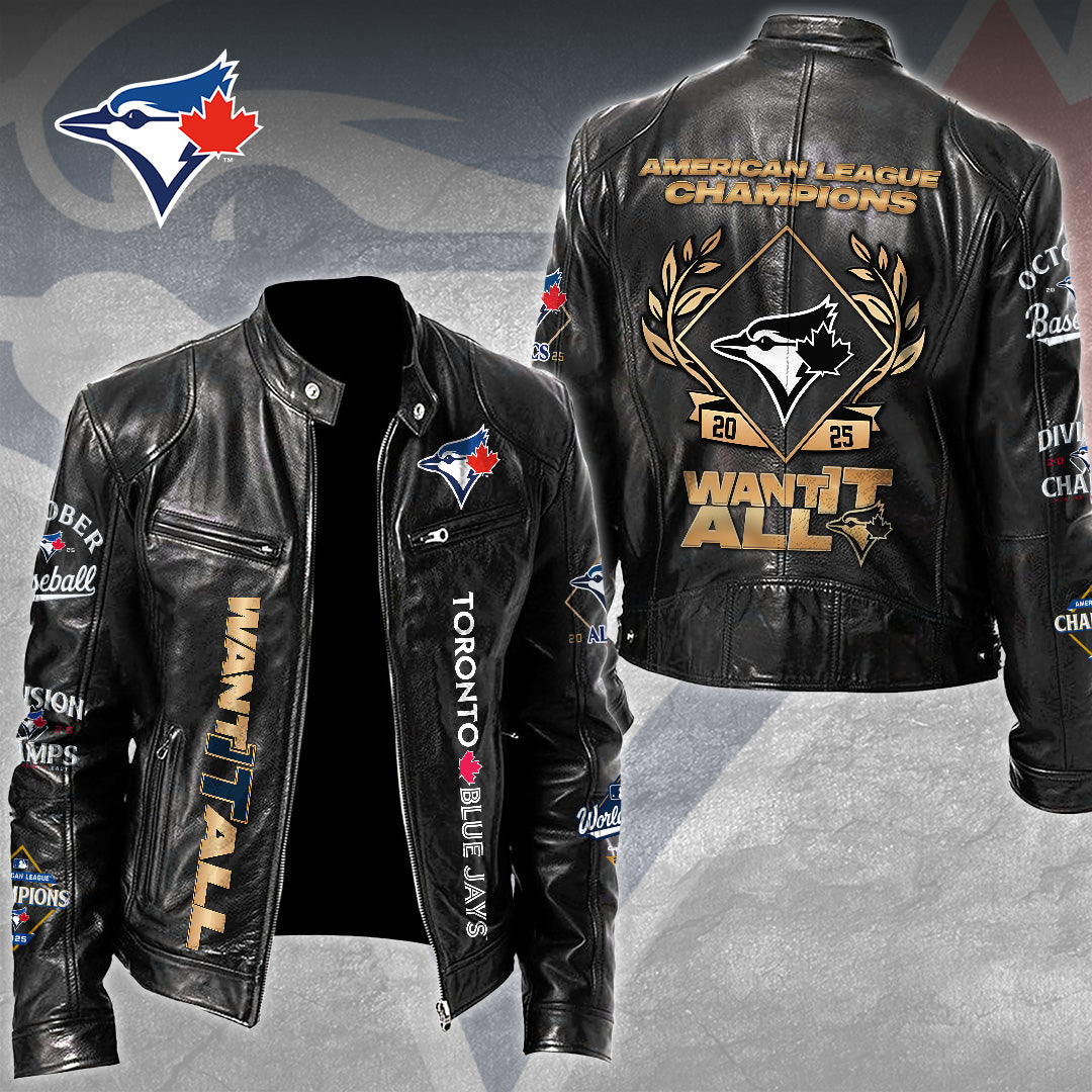 Toronto Blue Jays Motorcycle Leather Jacket – TMTHU2193