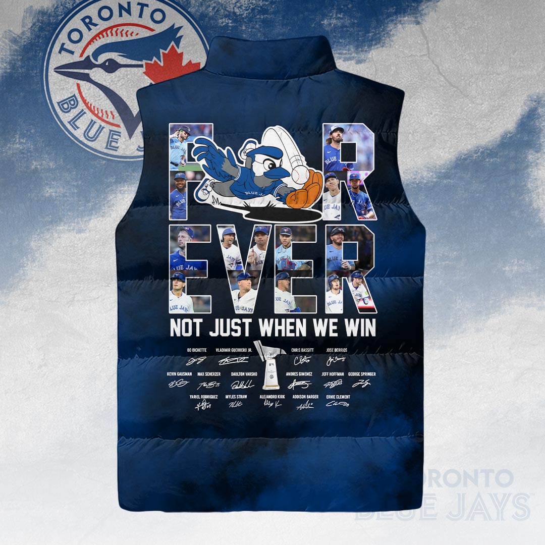 Toronto Blue Jays 2025 American League Champions 3D Sleeveless Down Jacket – HOATT14605
