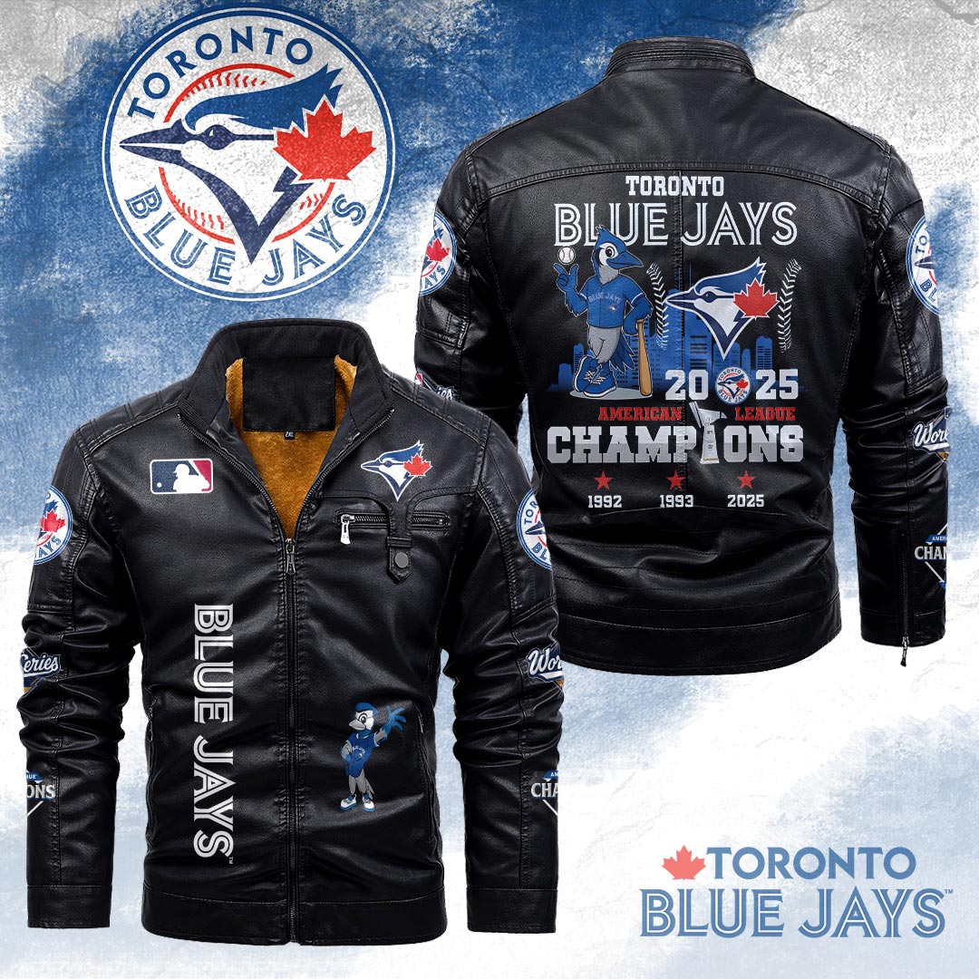 Toronto Blue Jays 2025 American League Champions 2D Leather Yellow Fleece Jacket – HOATT14272