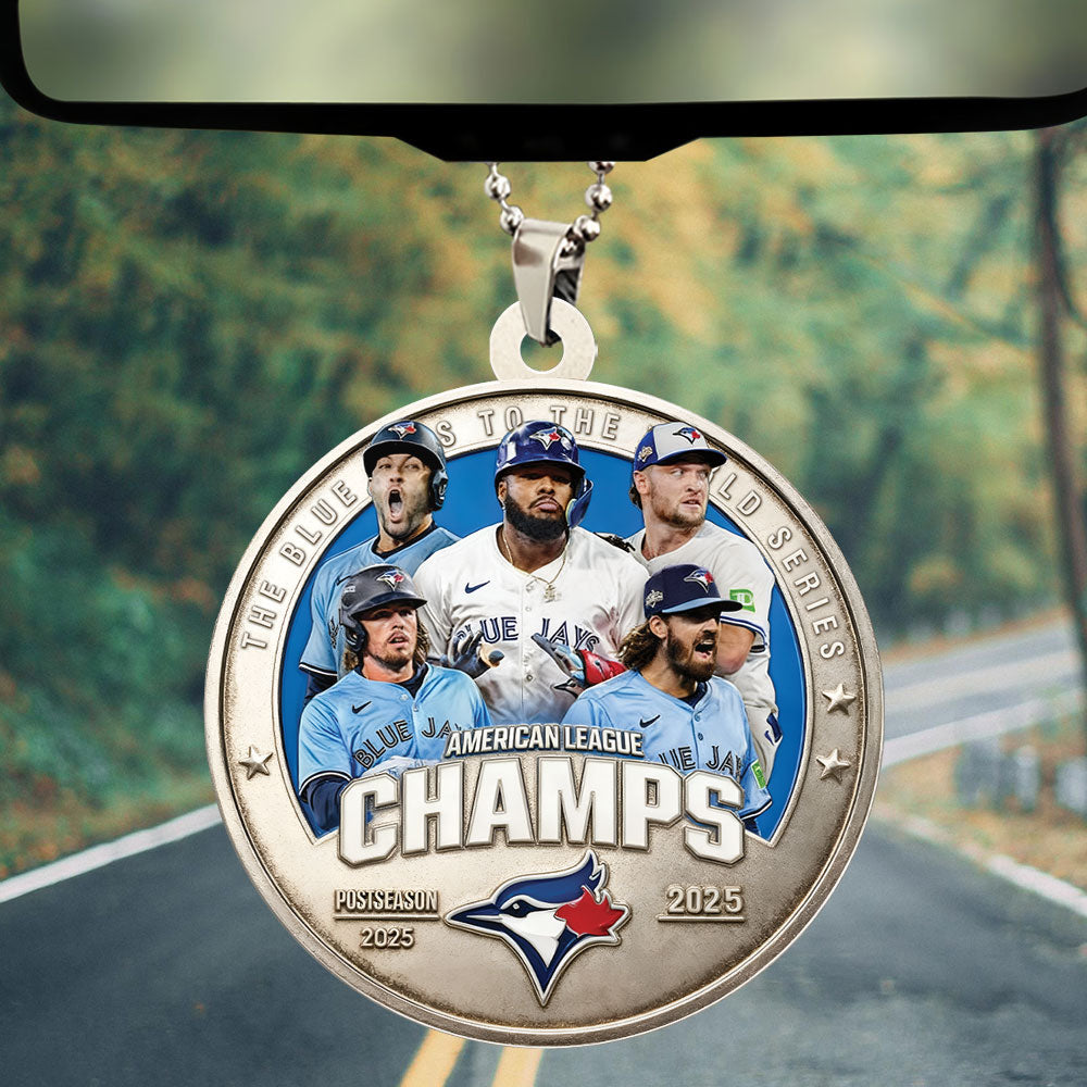 Toronto Blue Jays 2025 American League Champions Custom shape 2-sided Acrylic Car Ornament – HOATT14321