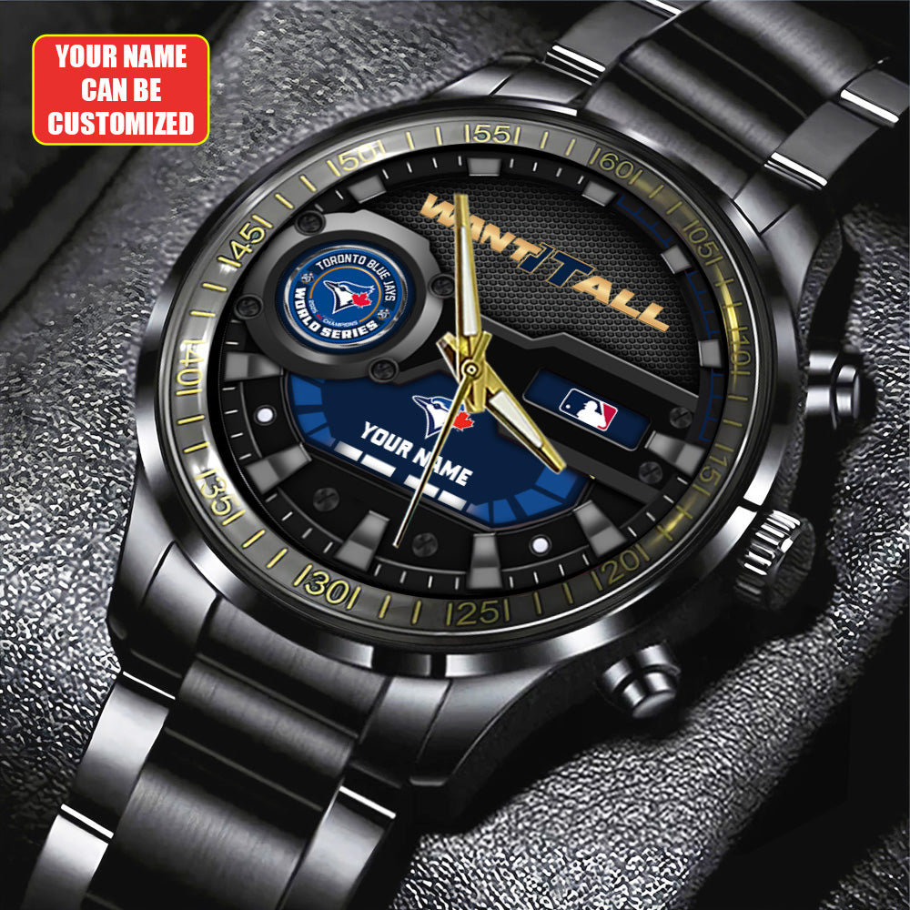 Personalized Toronto Blue Jays World Series 2025 Black Stainless Steel Watch – TANTN18663