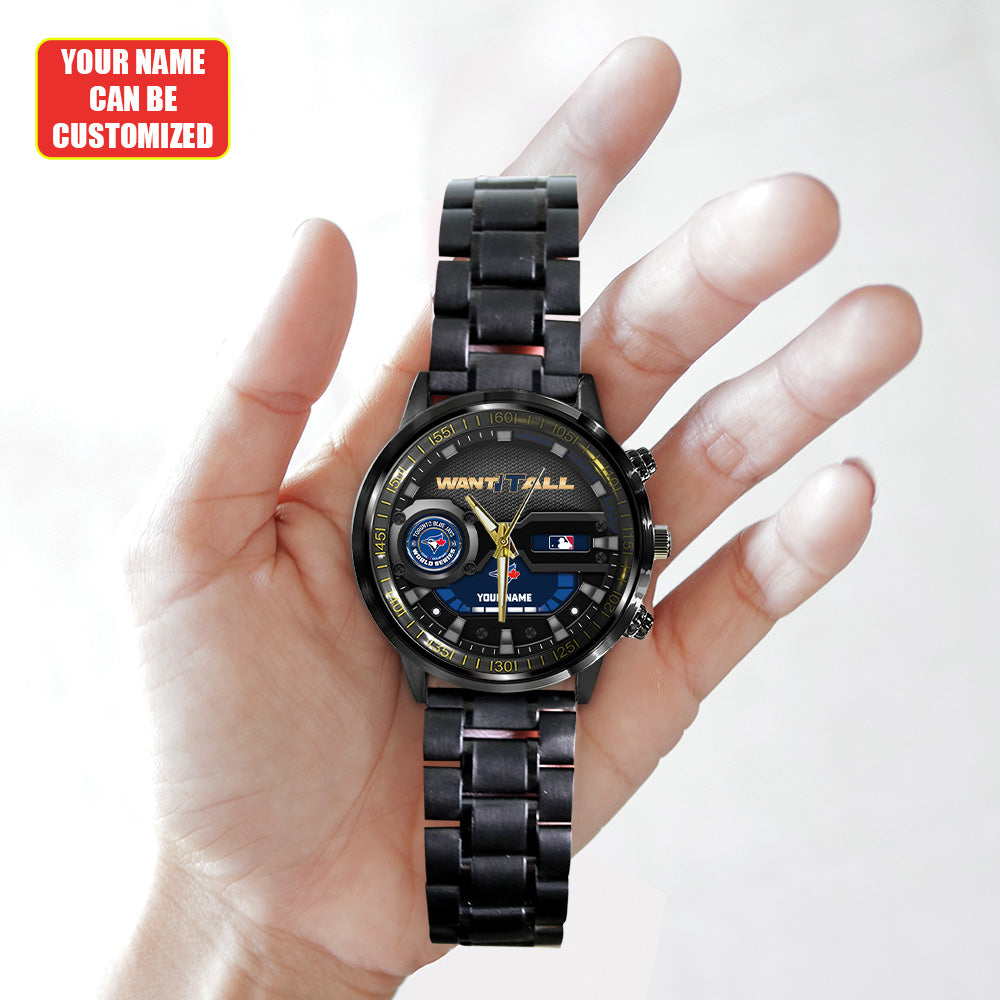 Personalized Toronto Blue Jays World Series 2025 Black Stainless Steel Watch – TANTN18663