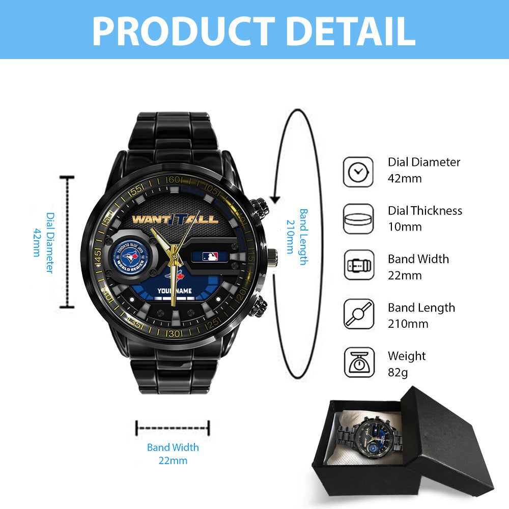 Personalized Toronto Blue Jays World Series 2025 Black Stainless Steel Watch – TANTN18663