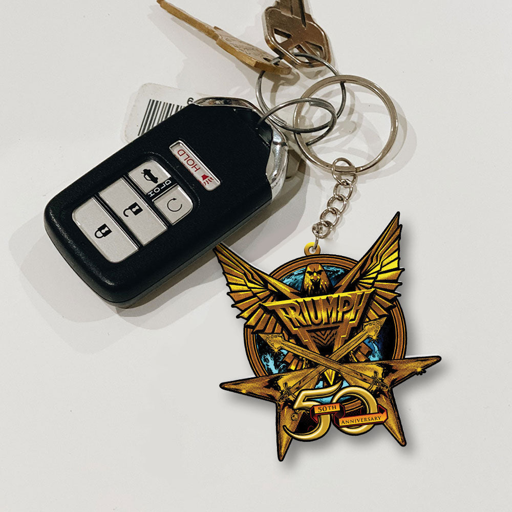 Triumph 50th Anniversary Custom Shape 2-sided Keychain – GNE8078