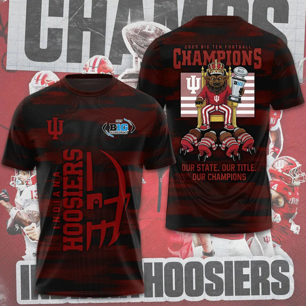 Indiana Hoosiers Football 2025 Big Ten Champions 3D Apparel – TMTHU2523