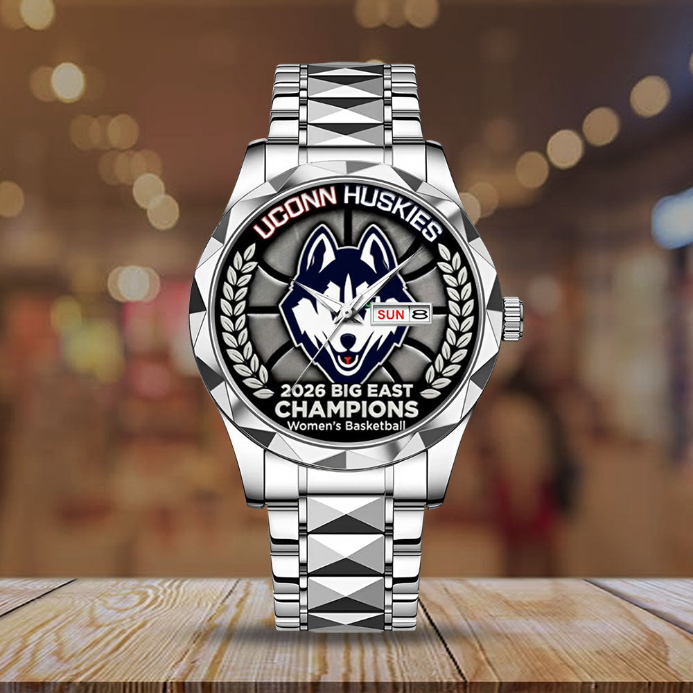 UConn Huskies Women's Basketball 2026 Big East Champions Alloy Luxury Quartz Watch – GNE5398