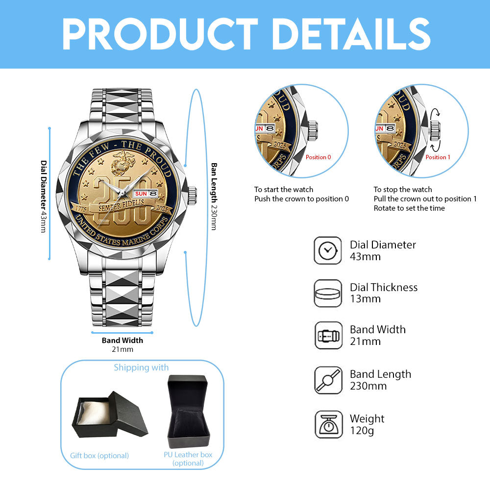 US Marine Corps Alloy Luxury Quartz Watch – MAITM 12146