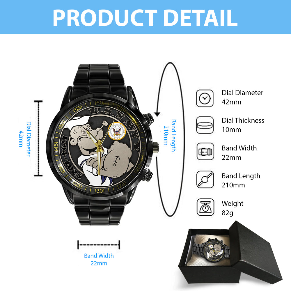 US Navy Black Stainless Steel Watch – TMTHU1003
