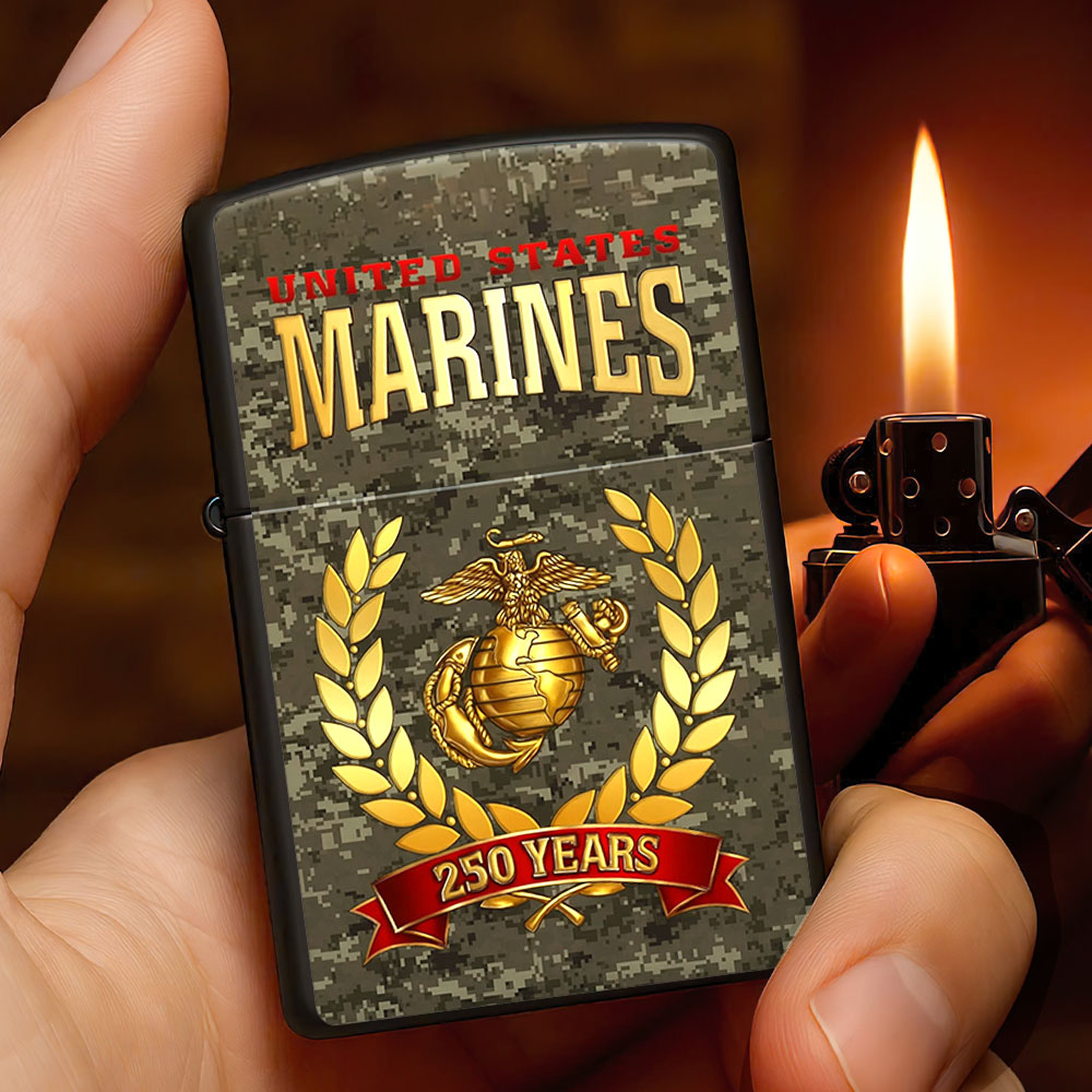 US Marine Corps 250th Anniversary 2025 Zippo Lighter Case (No Insert) – TMTHU1008